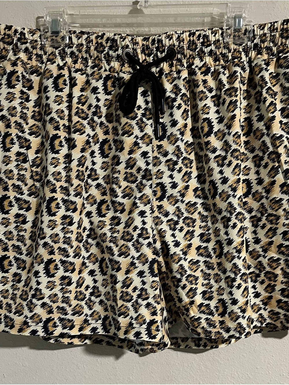 Men's Leopard Print Swim Trunks - Black & Tan